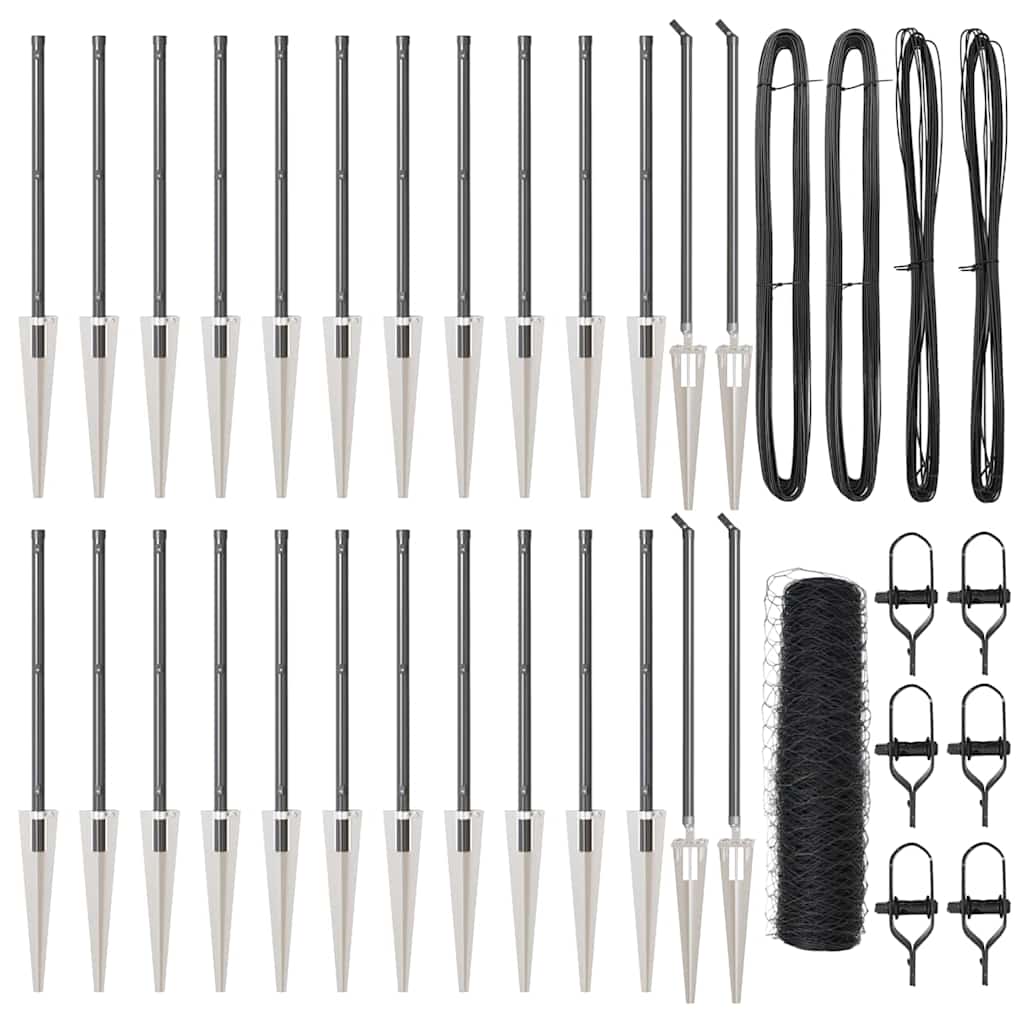 Stâlp de gard. Gri 50 x 0,8 m (plasă 36 mm) Oțel și PVC