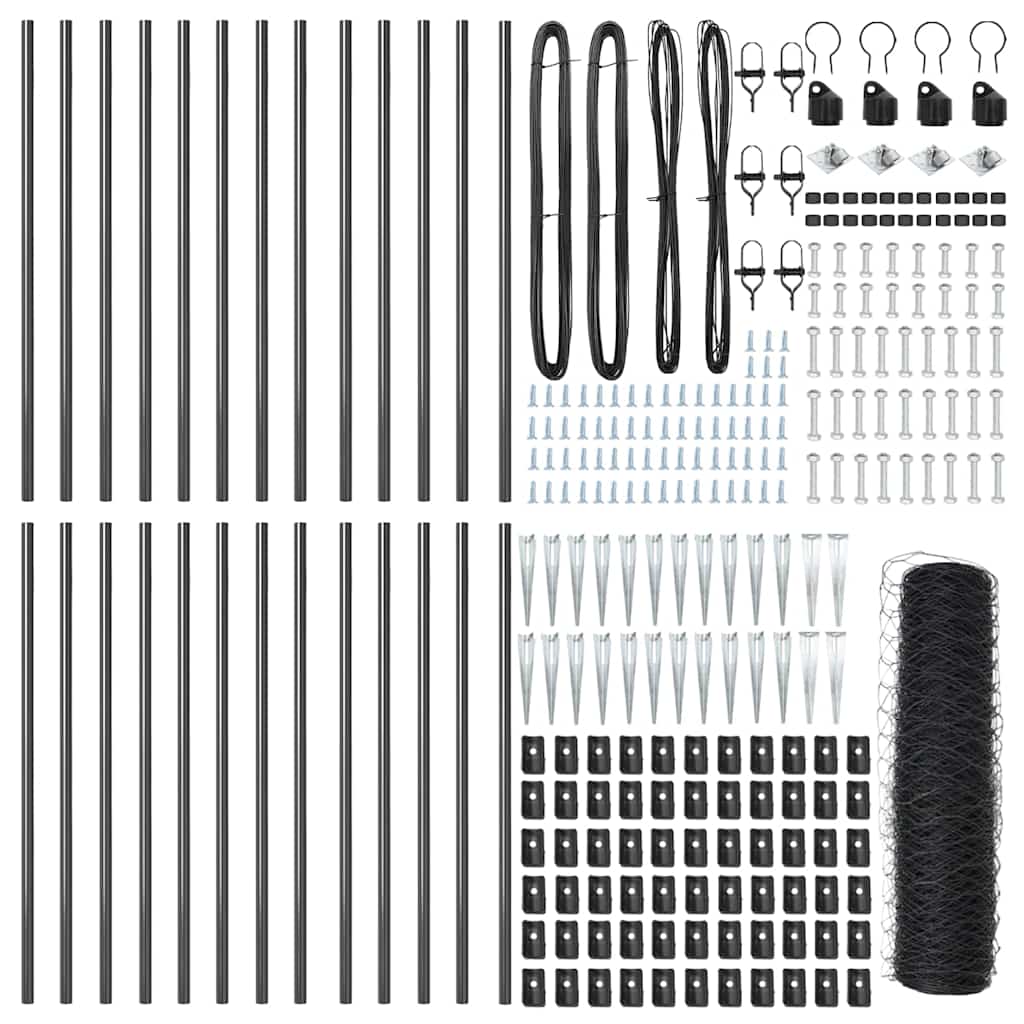 Stâlp de gard. Gri 50 x 0,8 m (plasă 36 mm) Oțel și PVC