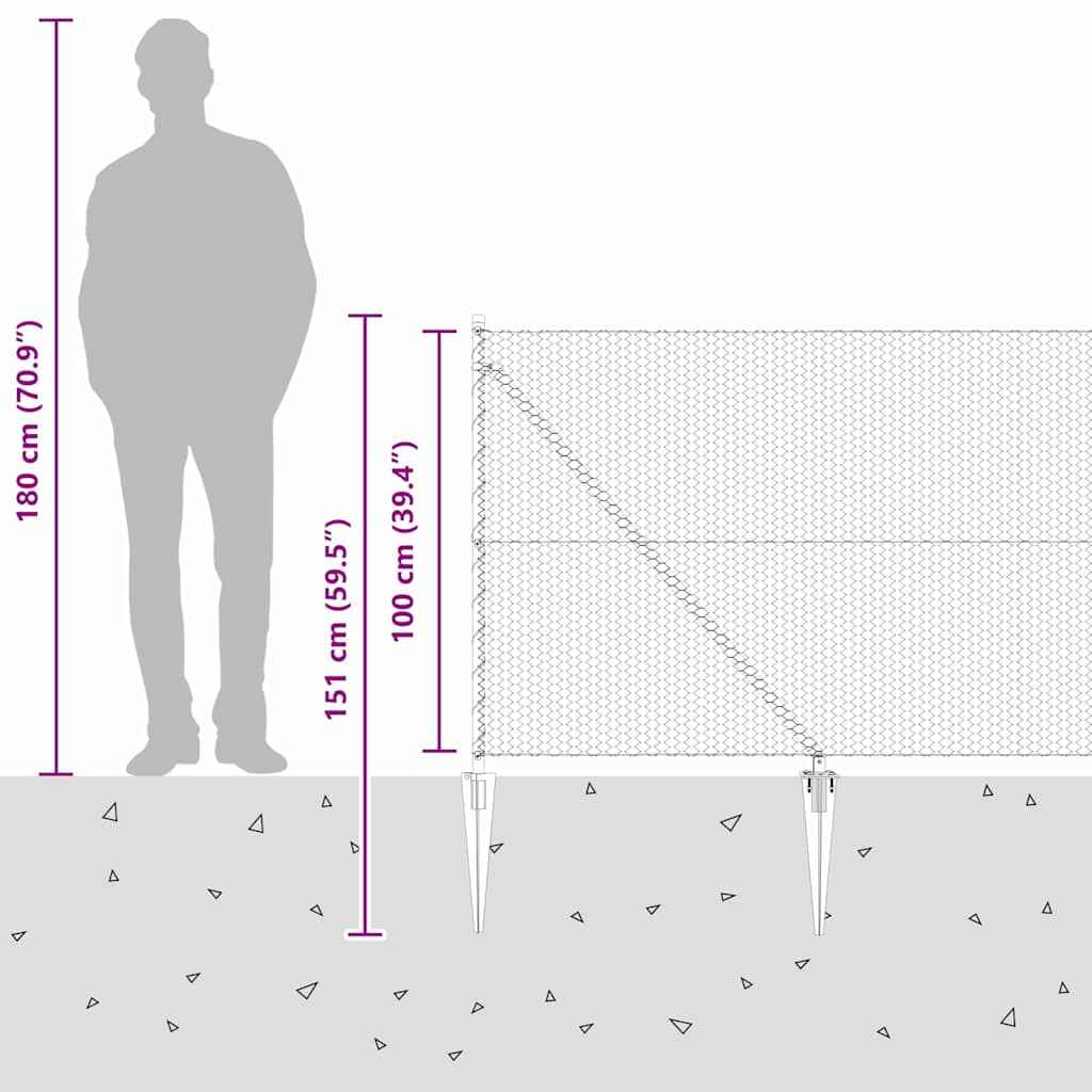 Stâlp de gard. Gri 50 x 1 m (plasă de 25 mm) Oțel și PVC