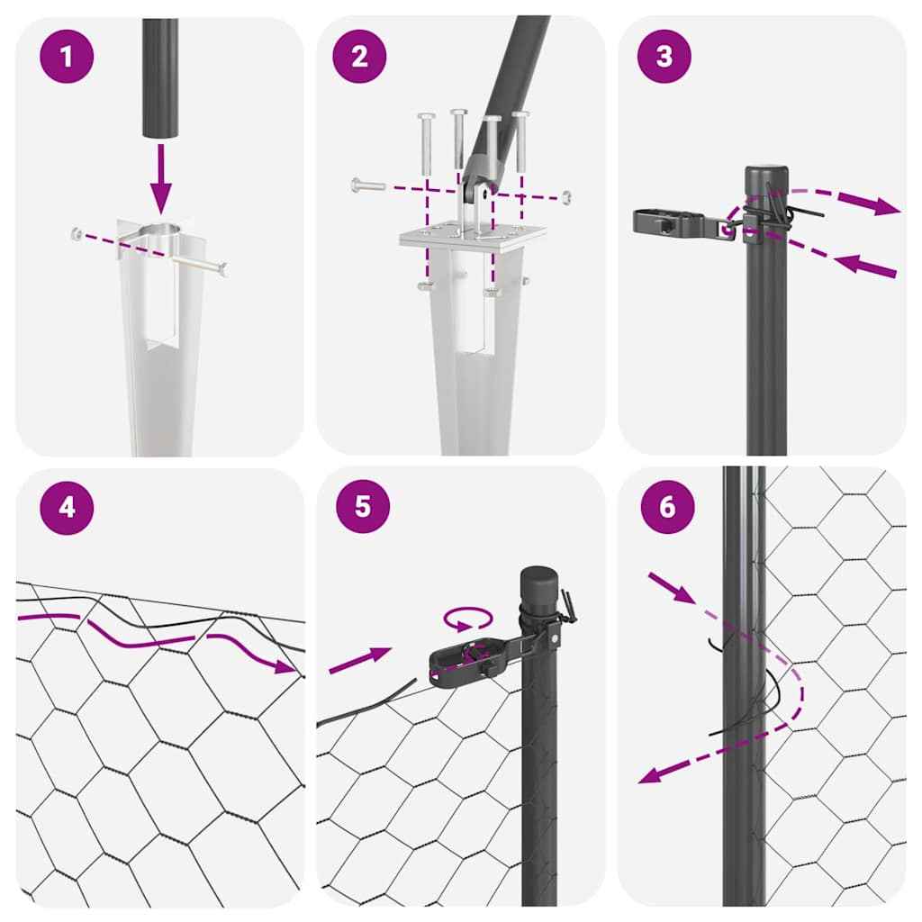 Stâlp de gard. Gri 50 x 1,5 m (plasă de 50 mm) Oțel și PVC