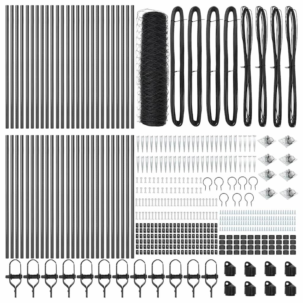 Stâlp de gard. Gri 100 x 0,4 m (plasă de 36 mm) Oțel și PVC