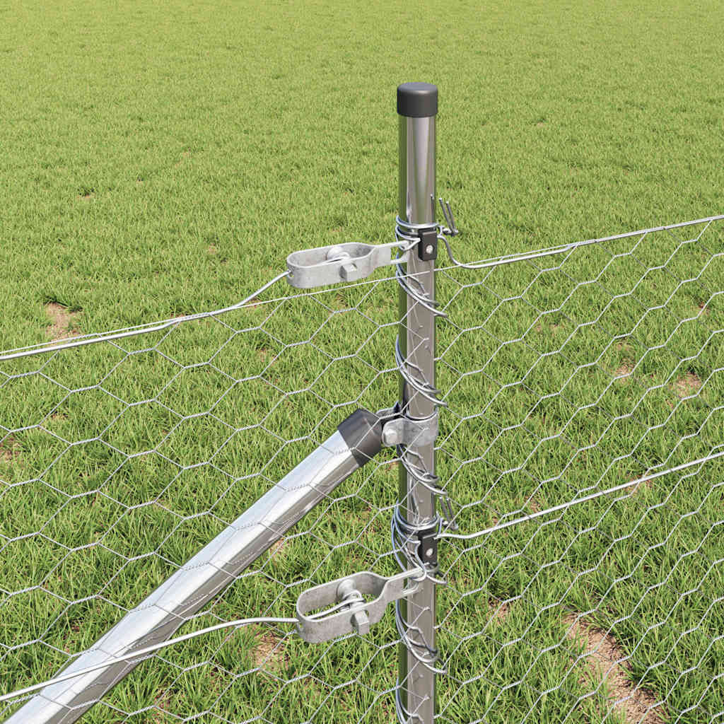 Stâlp de gard. Argintiu 25 x 0,4 m (plasă de 36 mm) Oțel