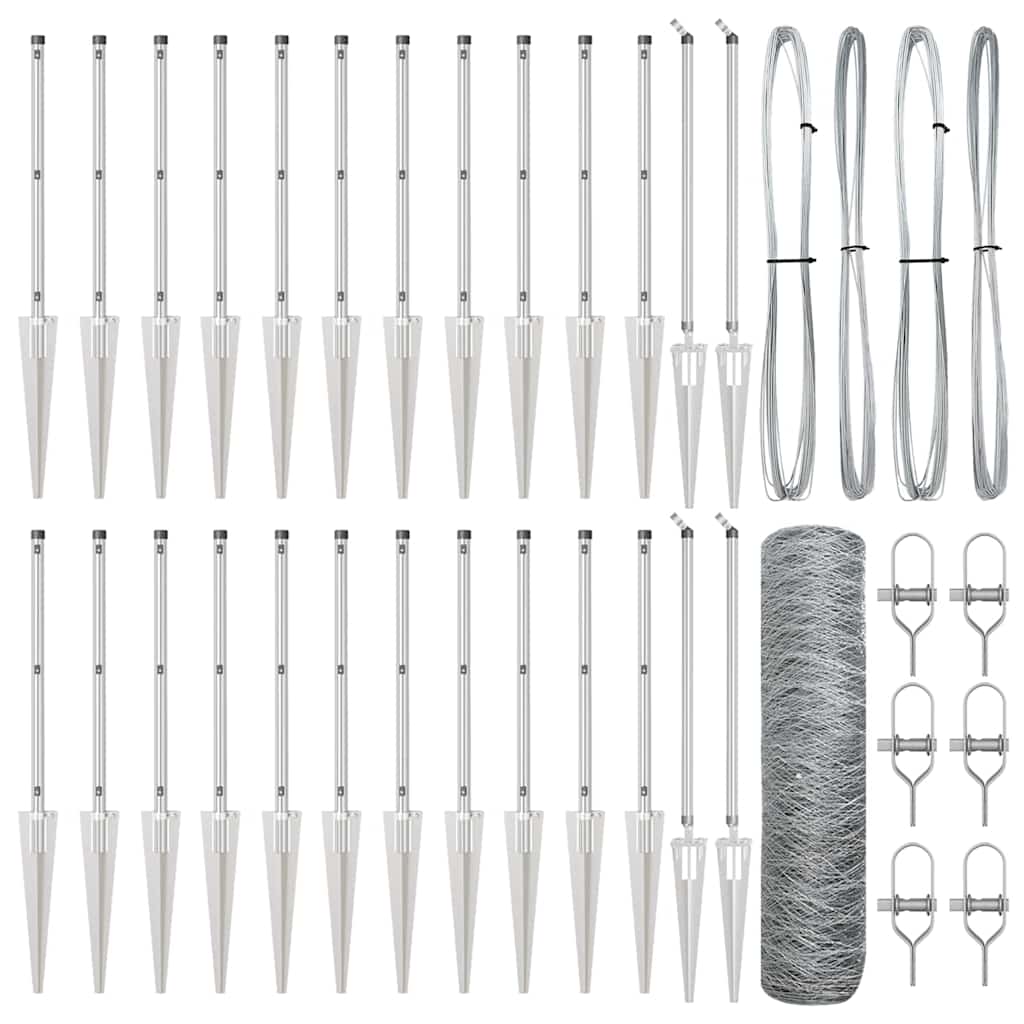 Stâlp de gard. Argintiu 50 x 0,4 m (plasă 36 mm) Oțel