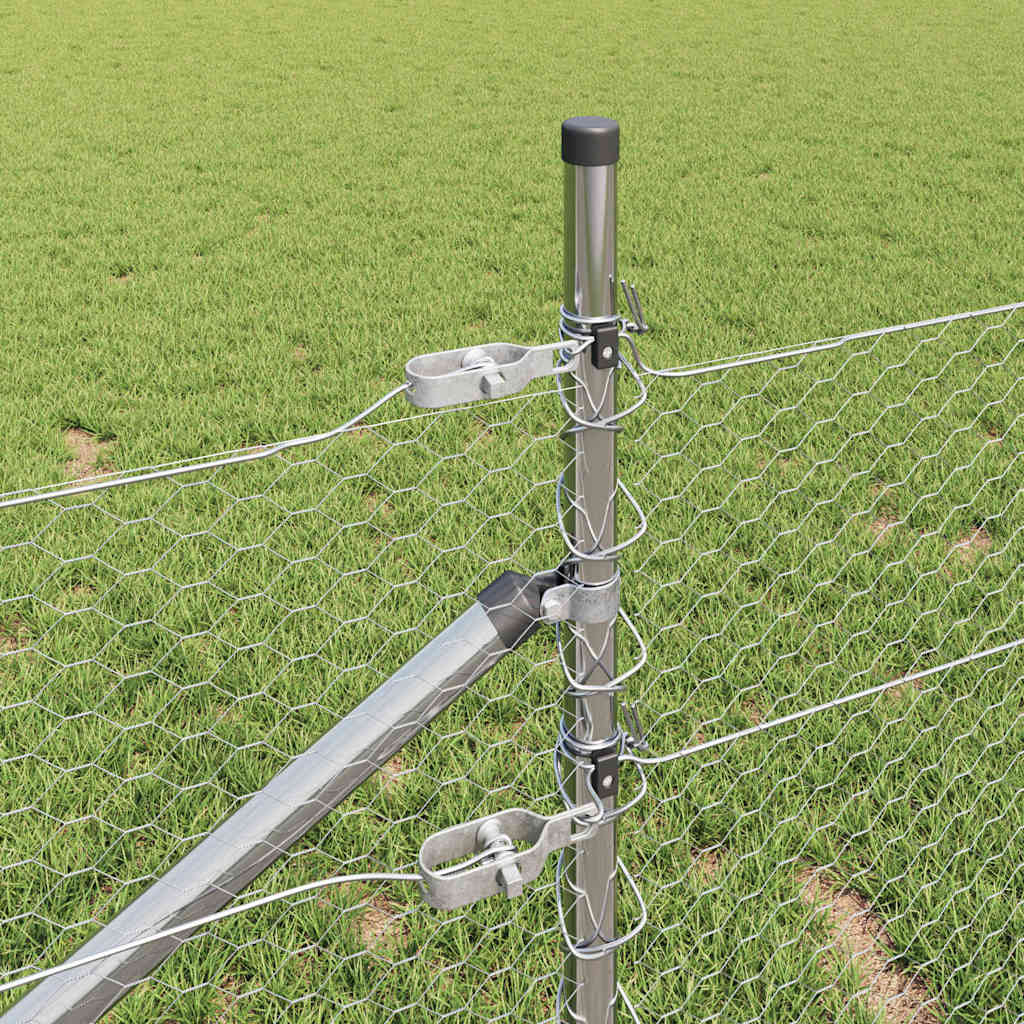 Stâlp de gard. Argintiu 50 x 0,8 m (plasă de 25 mm) Oțel