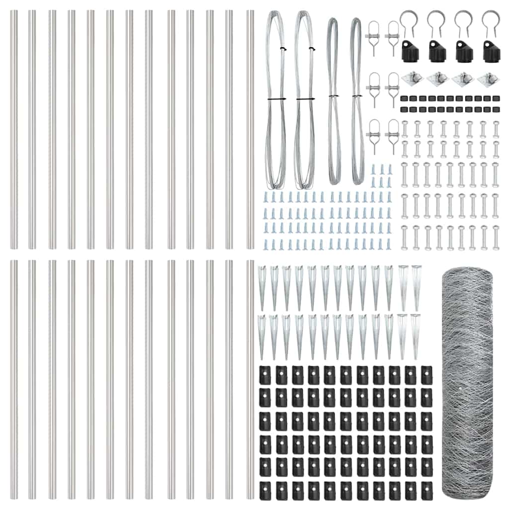 Stâlp de gard. Argintiu 50 x 1 m (plasă de 50 mm) Oțel