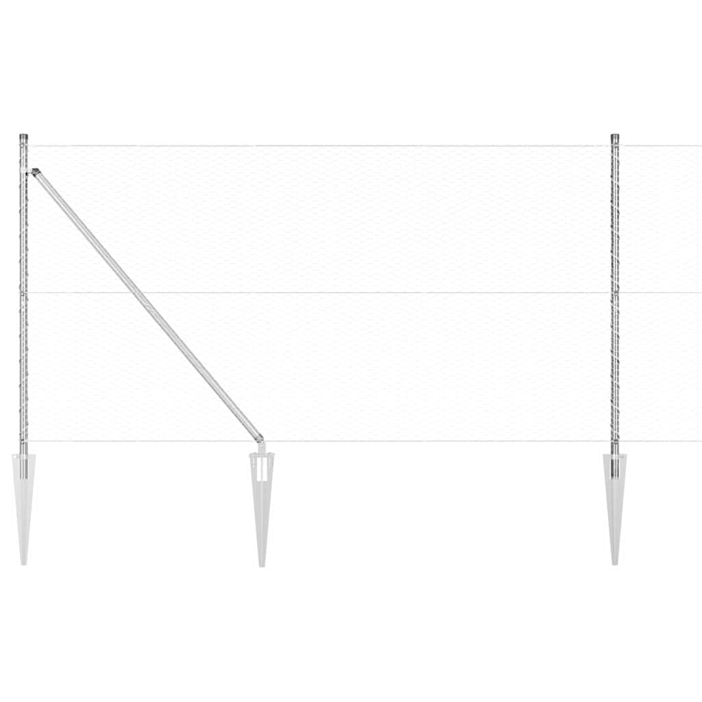 Stâlp de gard. Argintiu 50 x 1,2 m (25 mm plasă) Oțel