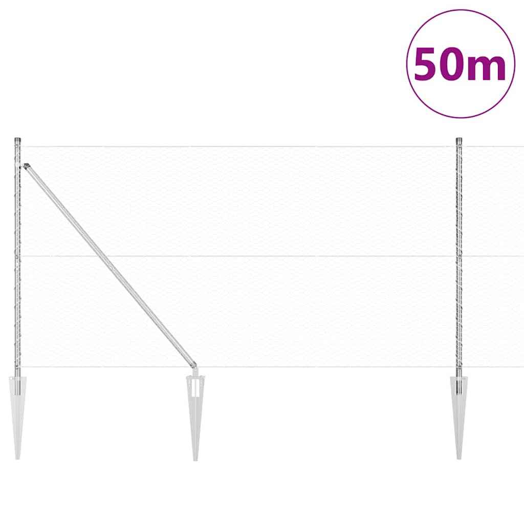 Stâlp de gard. Argintiu 50 x 1,2 m (25 mm plasă) Oțel