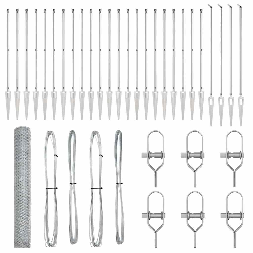 Stâlp de gard. Argintiu 50 x 1,4 m ( plasă 13 mm) Oțel