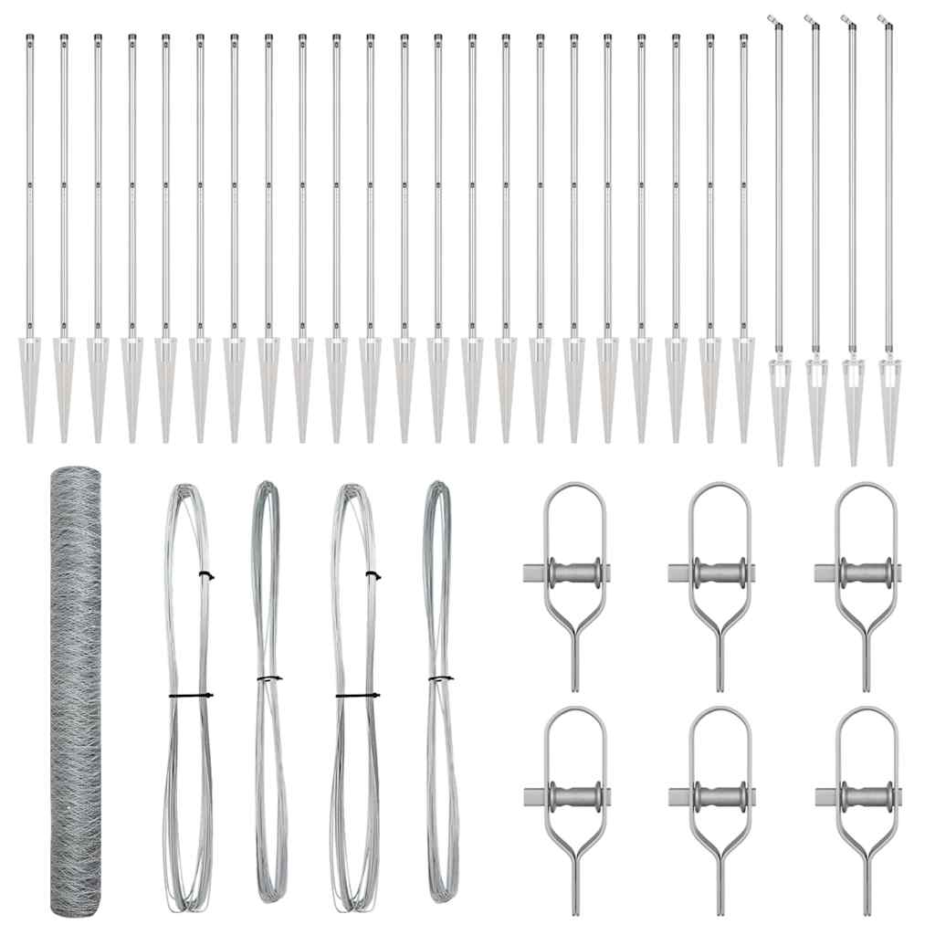 Stâlp de gard. Argintiu 50 x 1,4 m (plasă de 50 mm) Oțel