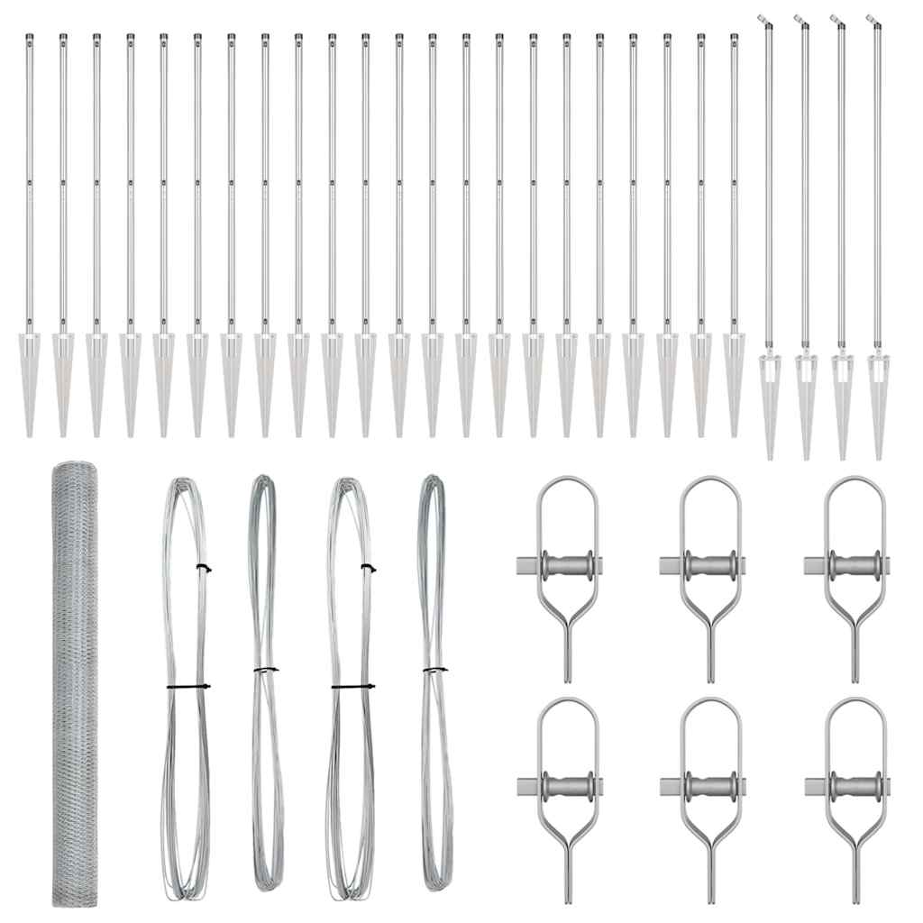 Stâlp de gard. Argintiu 50 x 1,5 m (plasă de 13 mm) Oțel