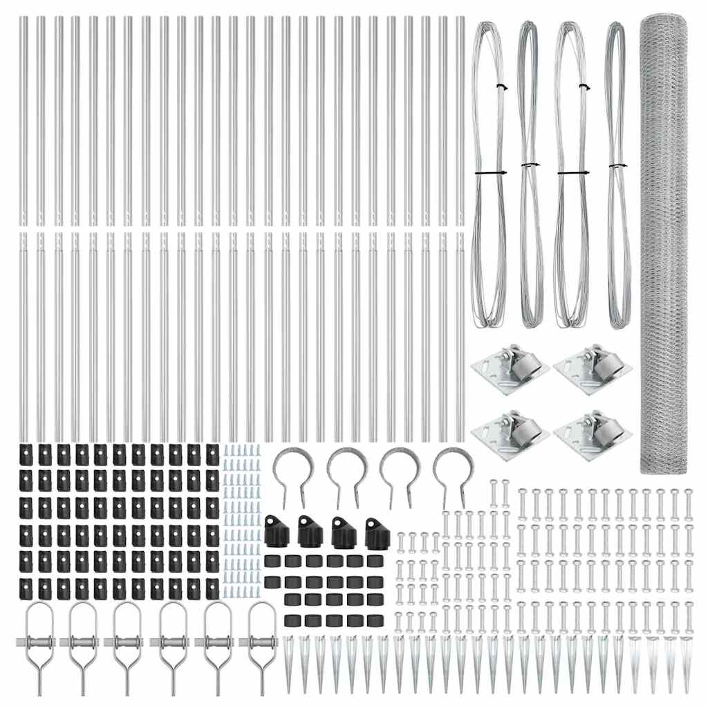 Stâlp de gard. Argintiu 50 x 1,5 m (plasă de 13 mm) Oțel