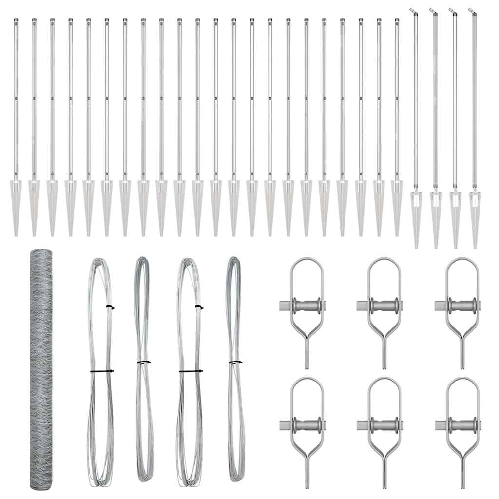 Stâlp de gard. Argintiu 50 x 1,6 m (plasă de 50 mm) Oțel