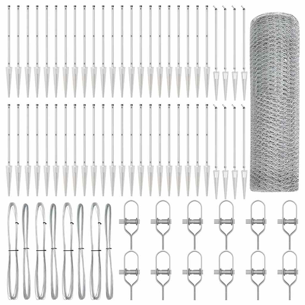 Stâlp de gard. Argintiu 100 x 0,5 m (plasă de 25 mm) Oțel