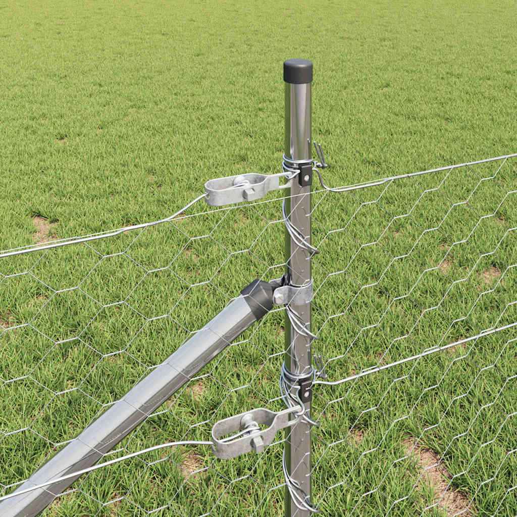 Stâlp de gard. Argintiu 100 x 0,5 m (plasă de 50 mm) Oțel