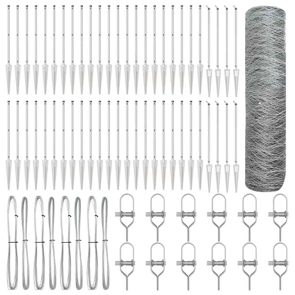 Stâlp de gard. Argintiu 100 x 0,5 m (plasă de 50 mm) Oțel