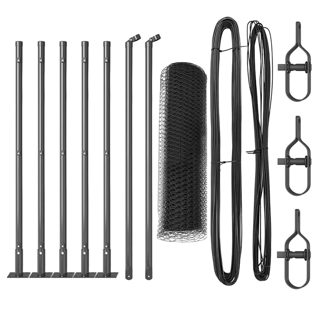 Stâlp de gard. Gri 10 x 0,5 m (plasă de 13 mm) Oțel și PVC