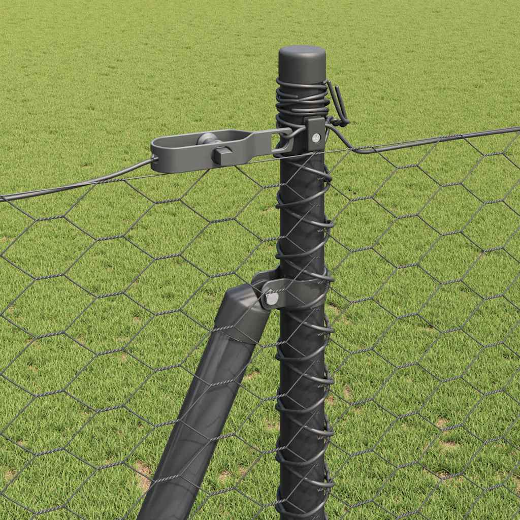 Stâlp de gard. Gri 10 x 1,5 m (plasă de 36 mm) Oțel și PVC