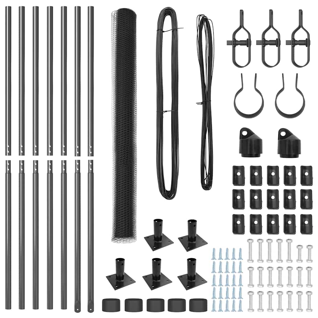 Stâlp de gard. Gri 10 x 1,6 m (plasă de 13 mm) Oțel și PVC