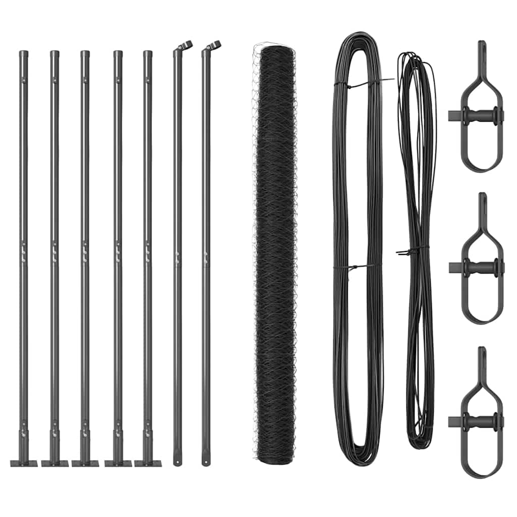 Stâlp de gard. Gri 10 x 1,6 m (plasă de 36 mm) Oțel și PVC