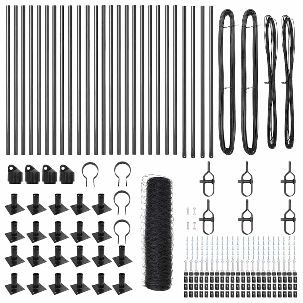 Stâlp de gard. Gri 50 x 1 m (plasă de 36 mm) Oțel și PVC