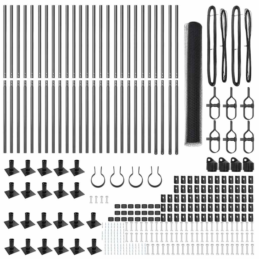 Stâlp de gard. Gri 50 x 1,2 m (plasă de 13 mm) Oțel și PVC