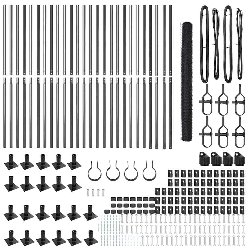 Stâlp de gard. Gri 50 x 1,4 m (plasă de 50 mm) Oțel și PVC