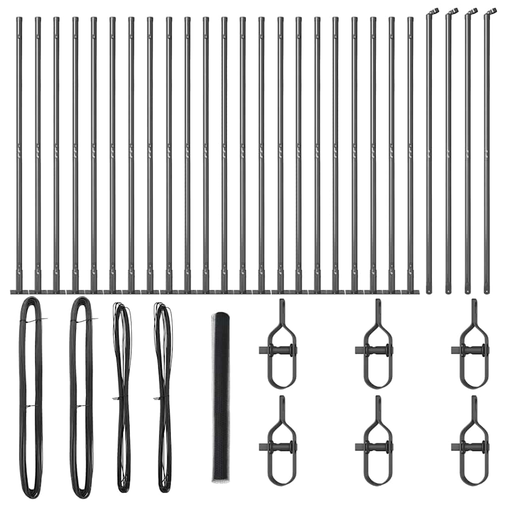 Stâlp de gard. Gri 50 x 1,6 m (plasă de 25 mm) Oțel și PVC