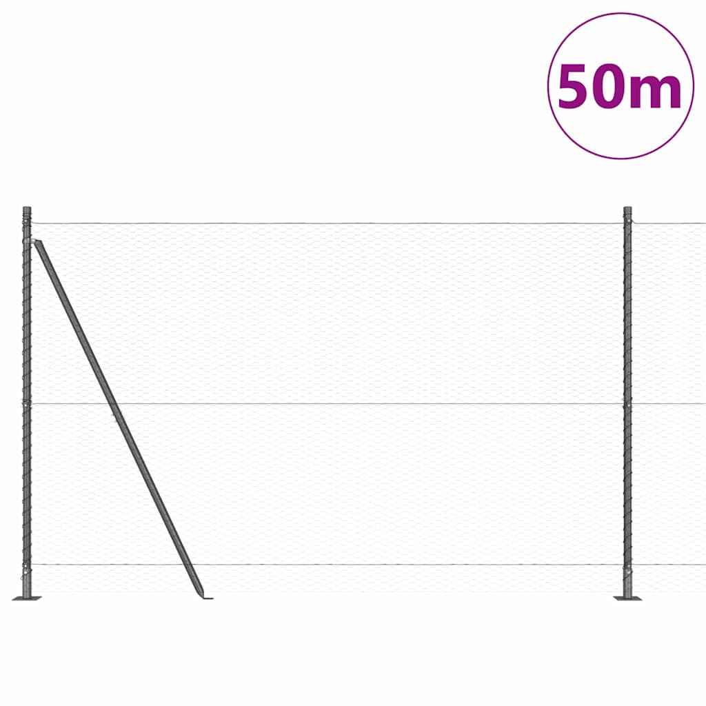 Stâlp de gard. Gri 50 x 1,6 m (plasă de 25 mm) Oțel și PVC