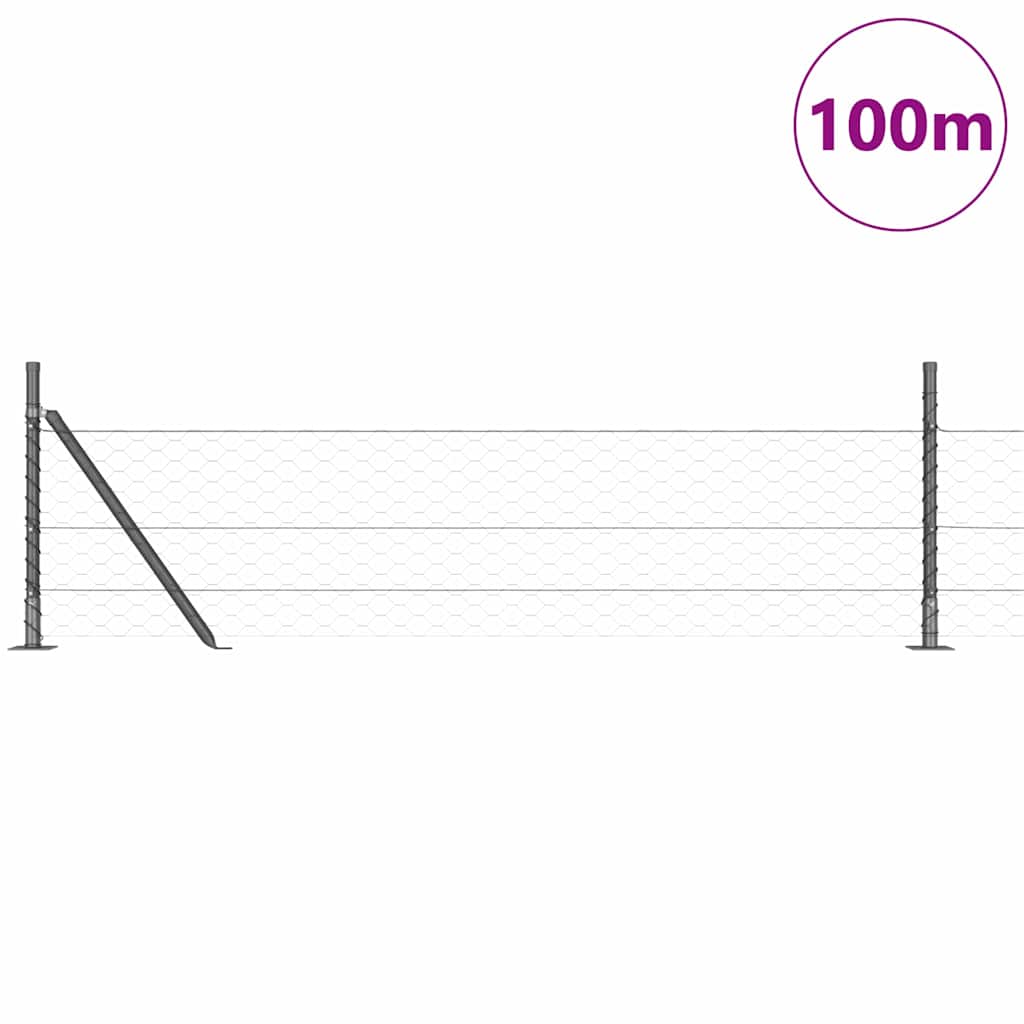 Stâlp de gard. Gri 100 x 0,4 m (plasă de 50 mm) Oțel și PVC