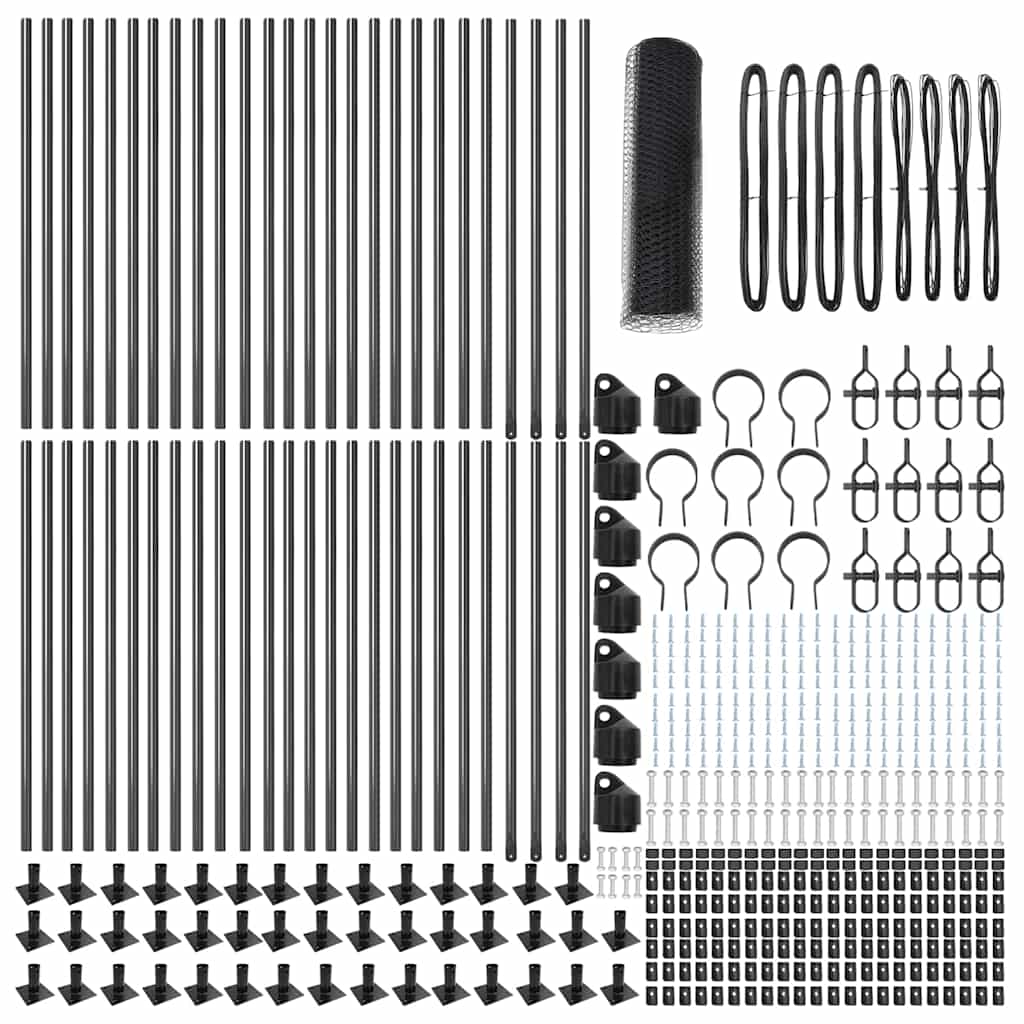 Stâlp de gard. Gri 100 x 0,5 m (plasă de 13 mm) Oțel și PVC