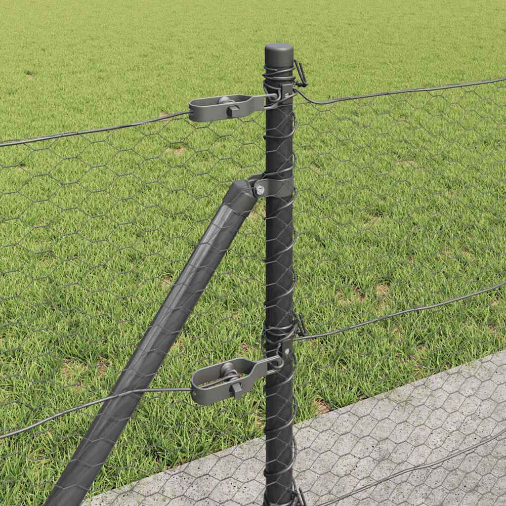 Stâlp de gard. Gri 100 x 0,6 m (plasă de 25 mm) Oțel și PVC