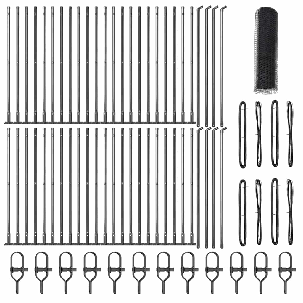 Stâlp de gard. Gri 100 x 0,6 m (plasă de 25 mm) Oțel și PVC