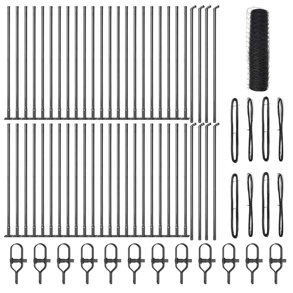 Stâlp de gard. Gri 100 x 0,6 m (plasă de 50 mm) Oțel și PVC