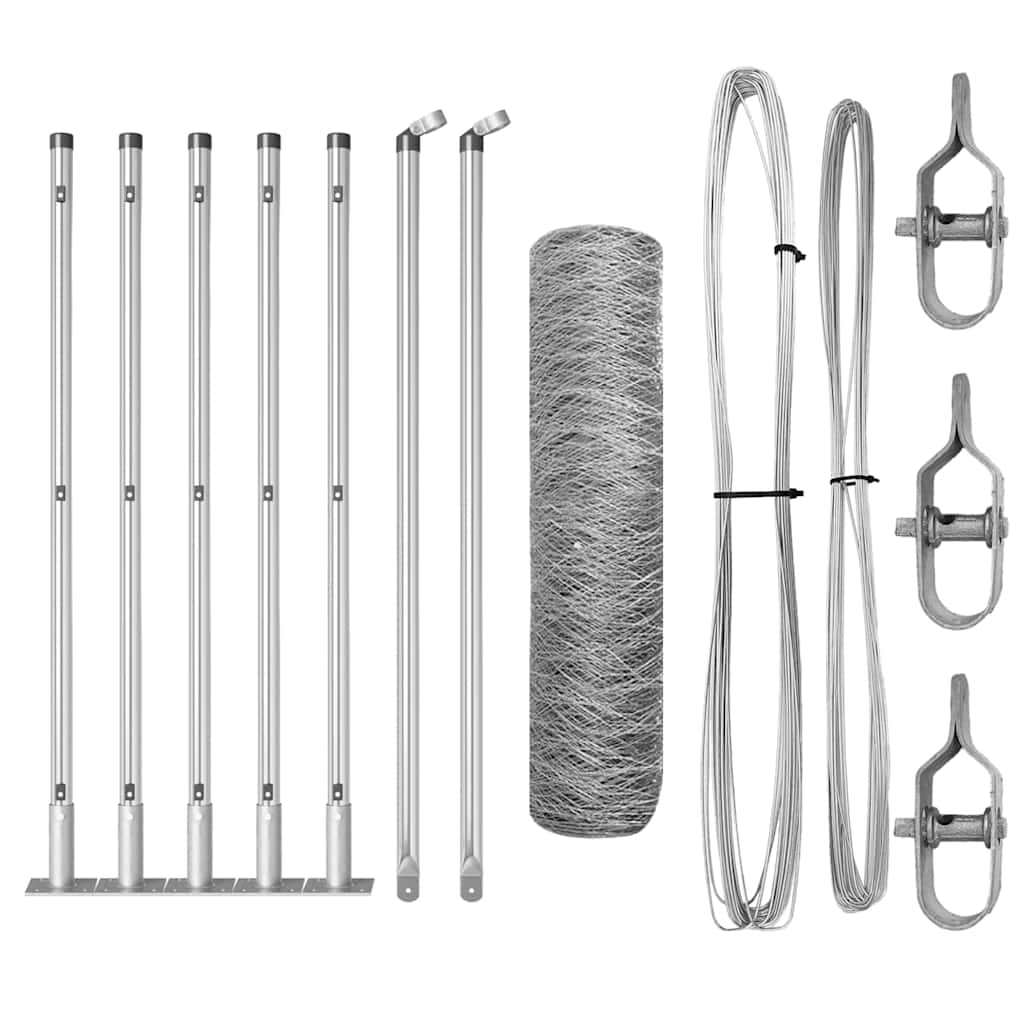 Stâlp de gard. Argintiu 10 x 0,4 m (plasă de 50 mm) Oțel