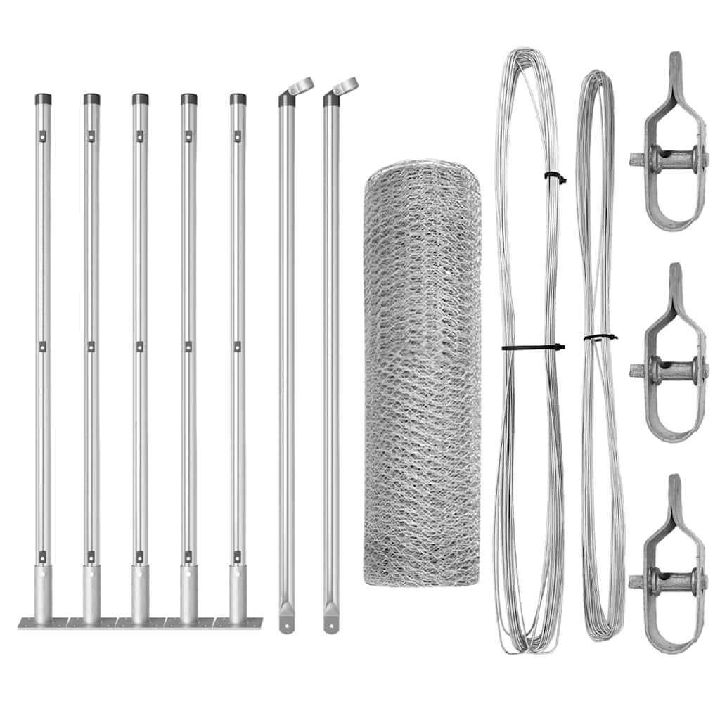 Stâlp de gard. Argintiu 10 x 0,5 m (plasă de 13 mm) Oțel