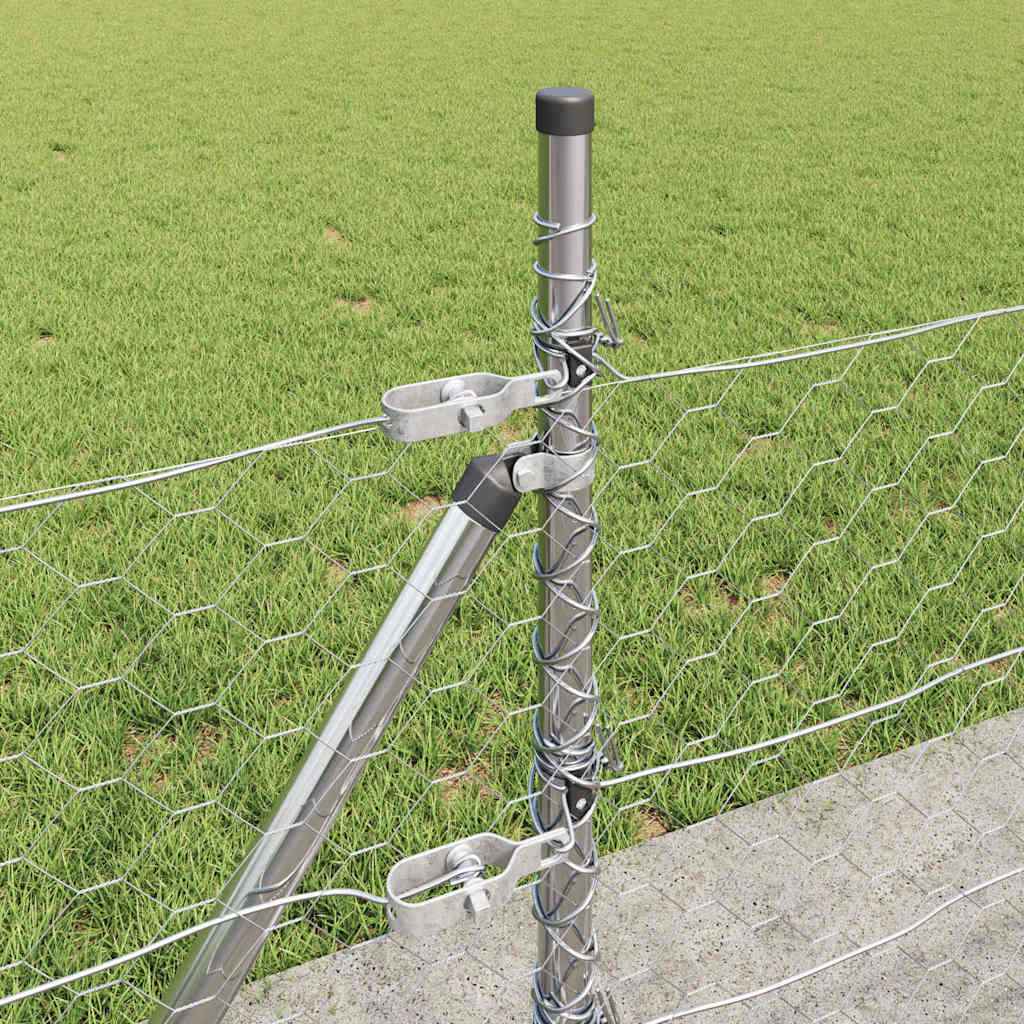 Stâlp de gard. Argintiu 10 x 0,5 m (plasă de 50 mm) Oțel