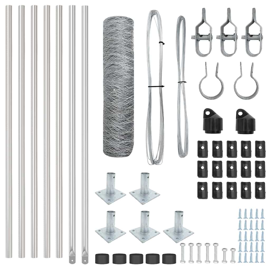 Stâlp de gard. Argintiu 10 x 0,5 m (plasă de 50 mm) Oțel