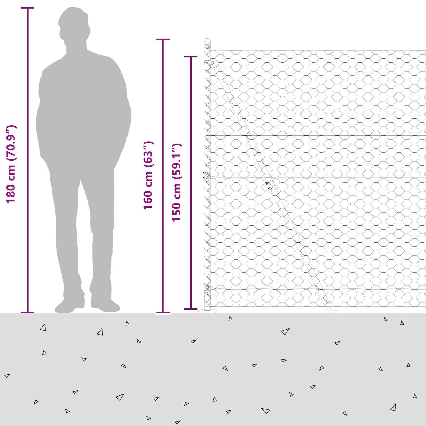 Stâlp de gard. Argintiu 10 x 1,5 m (plasă de 50 mm) Oțel