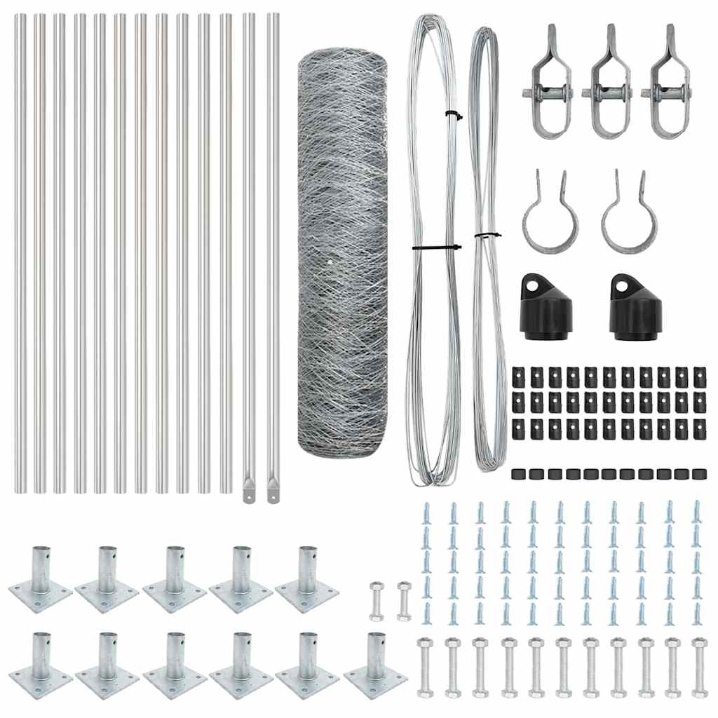 Stâlp de gard. Argintiu 25 x 0,4 m (plasă de 36 mm) Oțel