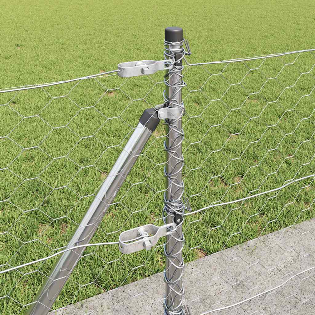 Stâlp de gard. Argintiu 25 x 0,6 m (plasă de 50 mm) Oțel