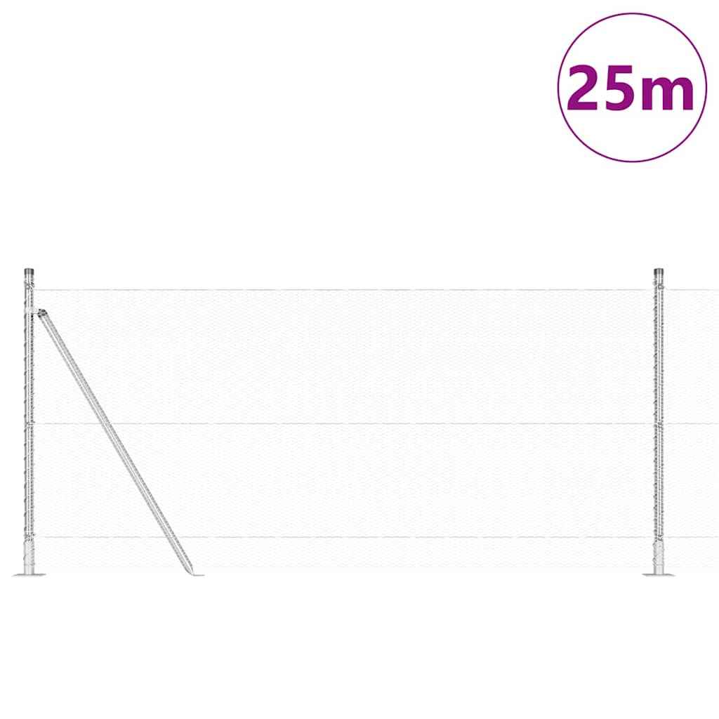 Stâlp de gard. Argintiu 25 x 0,8 m (plasă de 13 mm) Oțel