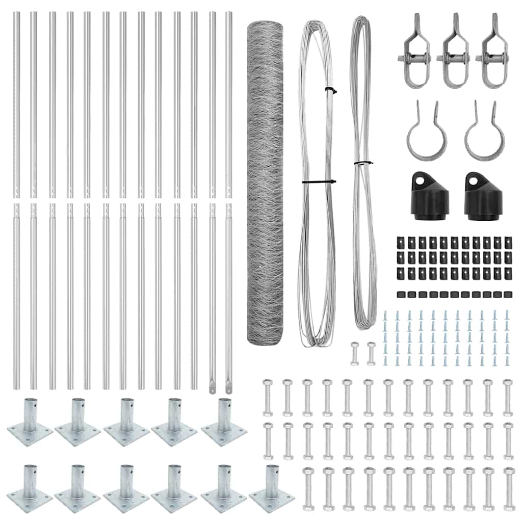 Stâlp de gard. Argintiu 25 x 0,8 m (mesh de 50 mm) Oțel