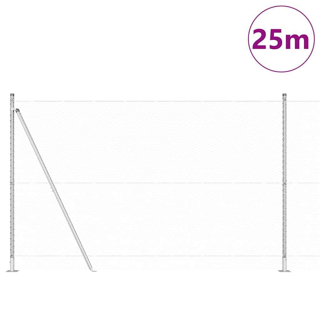 Stâlp de gard. Argintiu 25 x 1,6 m (plasă 25 mm) Oțel