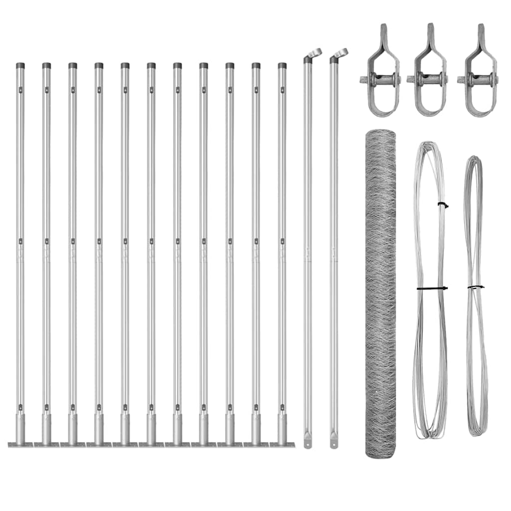 Stâlp de gard. Argintiu 25 x 1,6 m (plasă de 36 mm) Oțel