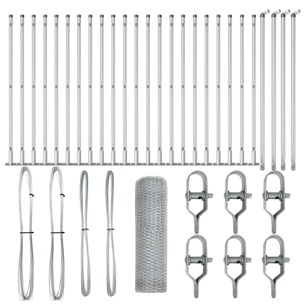 Stâlp de gard. Argintiu 50 x 0,5 m (plasă de 25 mm) Oțel