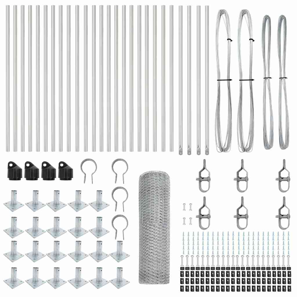Stâlp de gard. Argintiu 50 x 0,5 m (plasă de 25 mm) Oțel