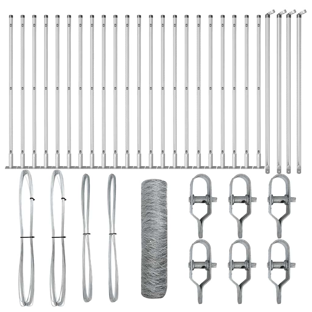 Stâlp de gard. Argintiu 50 x 0,5 m (plasă de 36 mm) Oțel