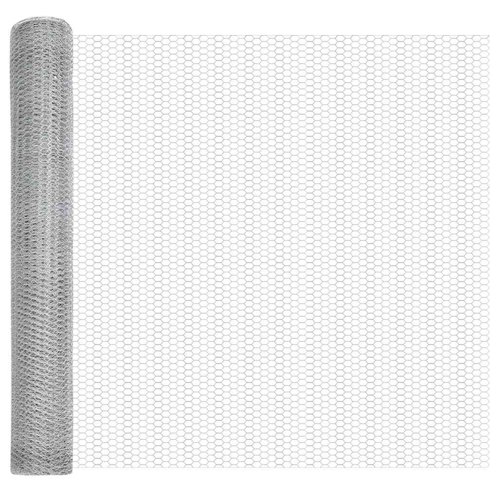 Stâlp de gard. Argintiu 50 x 1 m (plasă de 25 mm) Oțel