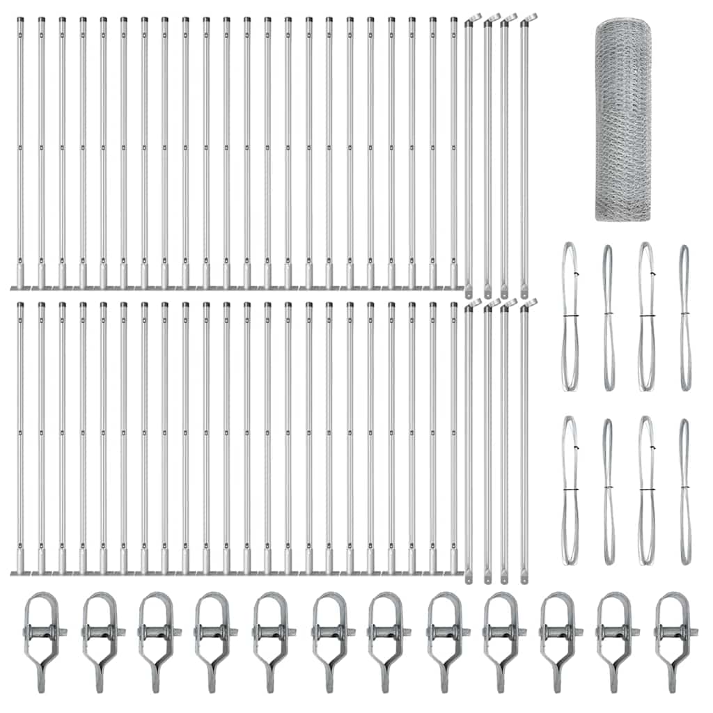 Stâlp de gard. Argintiu 100 x 0,5 m (plasă de 25 mm) Oțel