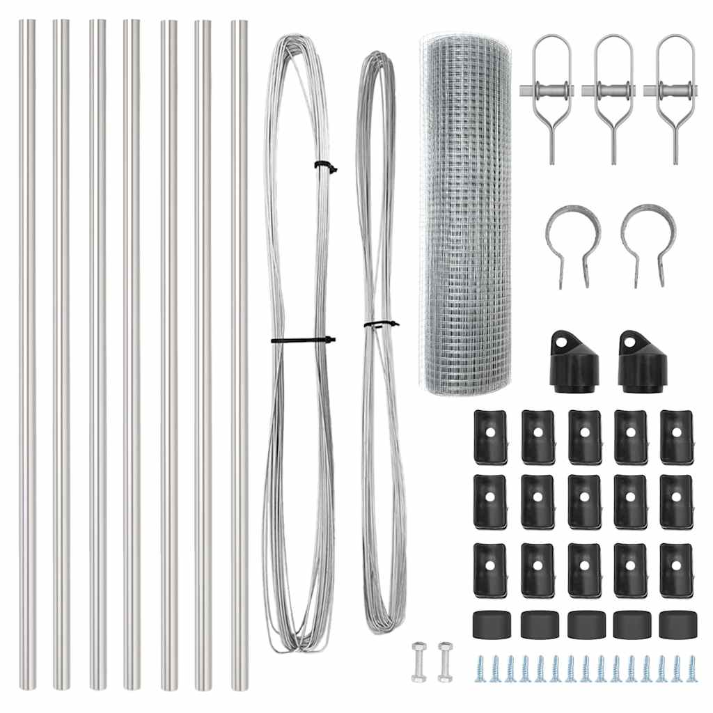 Stâlp de gard. Argintiu 10 x 0,4 m (plasă 25 x 25 mm) Oțel